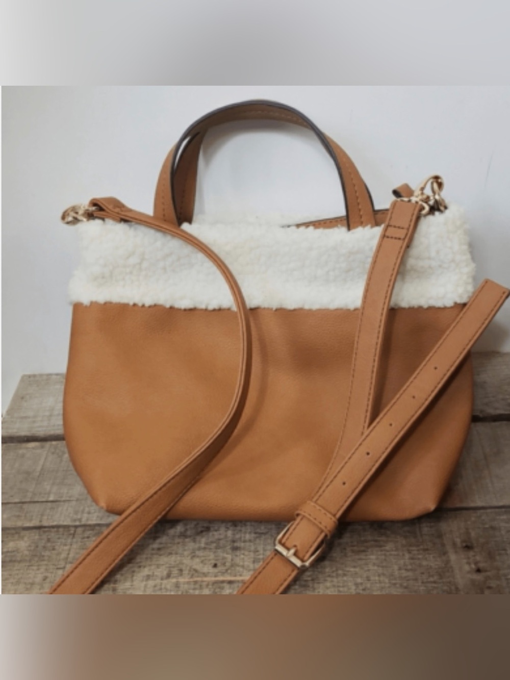 Nanette Lepore 2-in-1 Sherpa & Vegan Faux Leather Crossbody Handbag